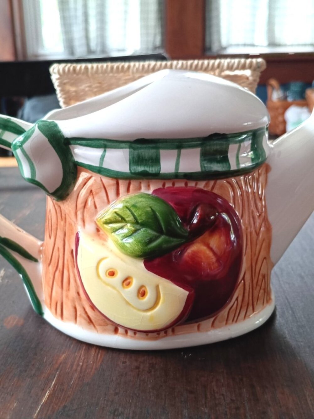 Vintage Apple Ceramic Small Watering Can Decor